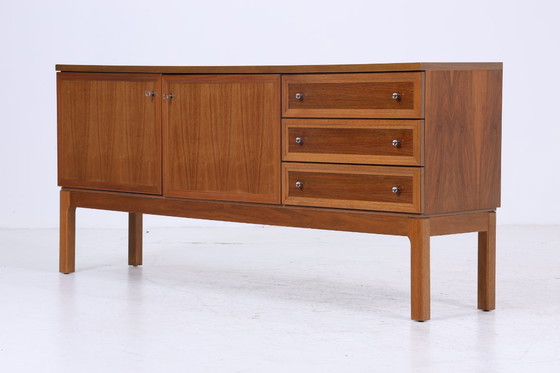 Image 1 of Vintage Noyer Palette Sideboard années 60 | Mid Century TV Board avec compartiments & tiroirs Rétro Bois de rangement #07-10