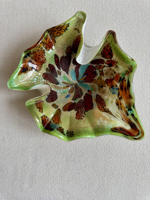 Murano (Italië) handgemaakt glazen schaal/asbak jaren’60