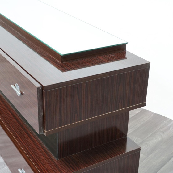 Image 1 of Comò Cassettiera In Ebano Macassar E Specchio Cubic Design Modernariato 1980’s