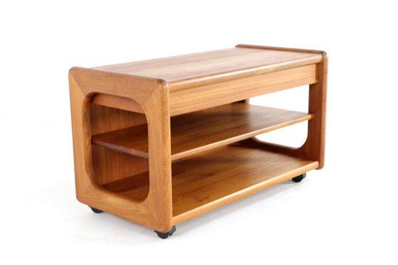 Image 1 of Chariot pour meuble audio 'Traeden' vintage danois en teck massif