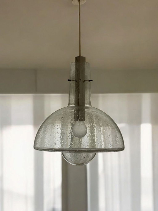 Mid-Century Space Age Glas Hängelampe Deckenleuchte Temde 1960er Jahre