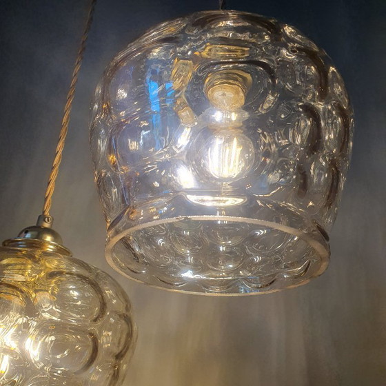 Image 1 of Ensemble de suspensions en verre vintage - Années 60-70 - Style Hollywood Regency