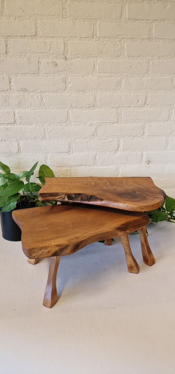 Image 1 of Vintage set nesting tables/ mimi set tree trunk tables