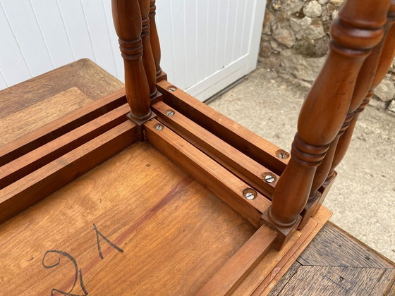Image 1 of Set of 3 rustic cherry wood nesting coffee tables 1950