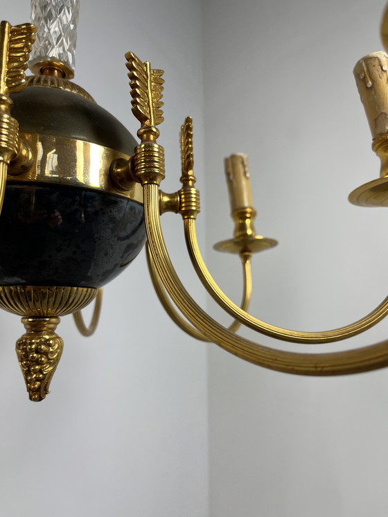 Image 1 of Vintage 1940s/50s gold plated French chandelier