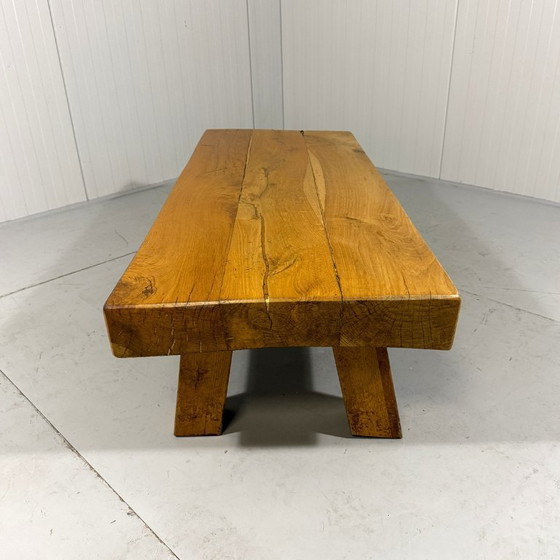Image 1 of Brutalist robust hardwood coffee table 1960s