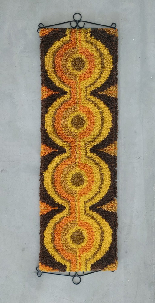 McM handgeknoopt geometrisch 70'ies wandkleed/wanddecoratie/tafelloper