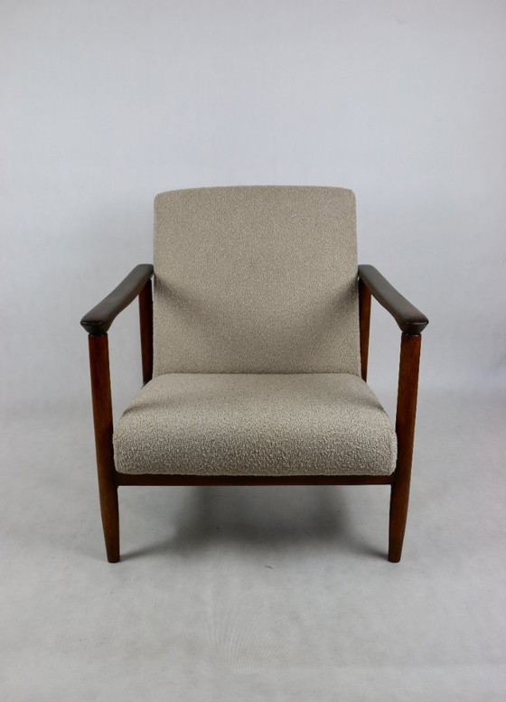 Image 1 of Sessel GFM-142, Entwurf von Edmund Homa aus den 70er Jahren, beigefarbener Bouclé-Stoff – 2 Stück verfügbar