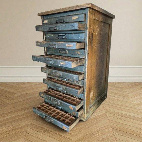 Image 1 of Antieke Italiaanse typografische archiefkast, jaren 1950