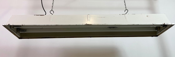 Image 1 of Beige industriële hanglamp met buisarmatuur van Famor, jaren 70