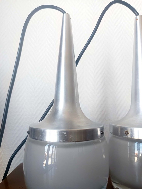 3x Lámparas colgantes Leuchten del personal de la era espacial 1970 – Staff Leuchten, Aluminium (photo 7 of 14)