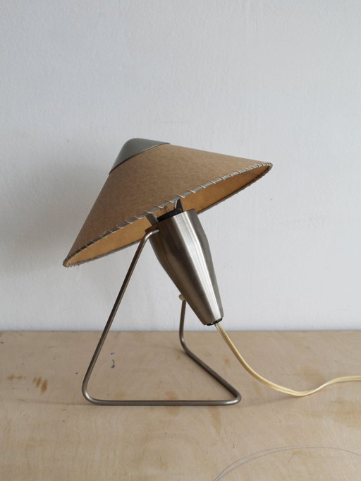 Číňanka" Table Lamp by Helena Frantová, Czechoslovakia 1953 – tafellampen, Paper, polished steel (photo 2 of 13)