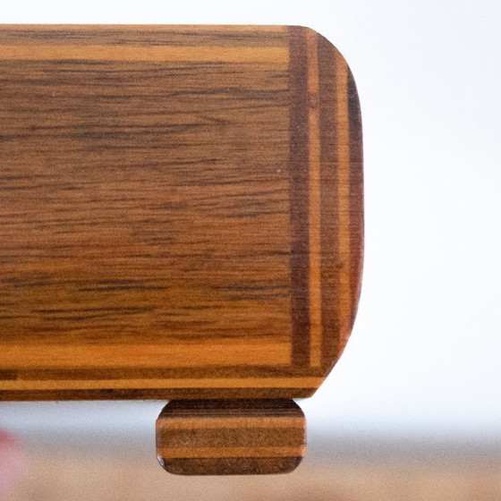 Image 1 of Vintage rectangular wooden box, mid-century modern style, with square knob and legs