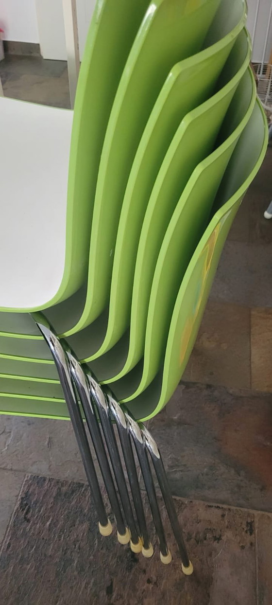 Image 1 of 6x Arper Catifa 46 designer chairs | Green/White | Stackable & modern