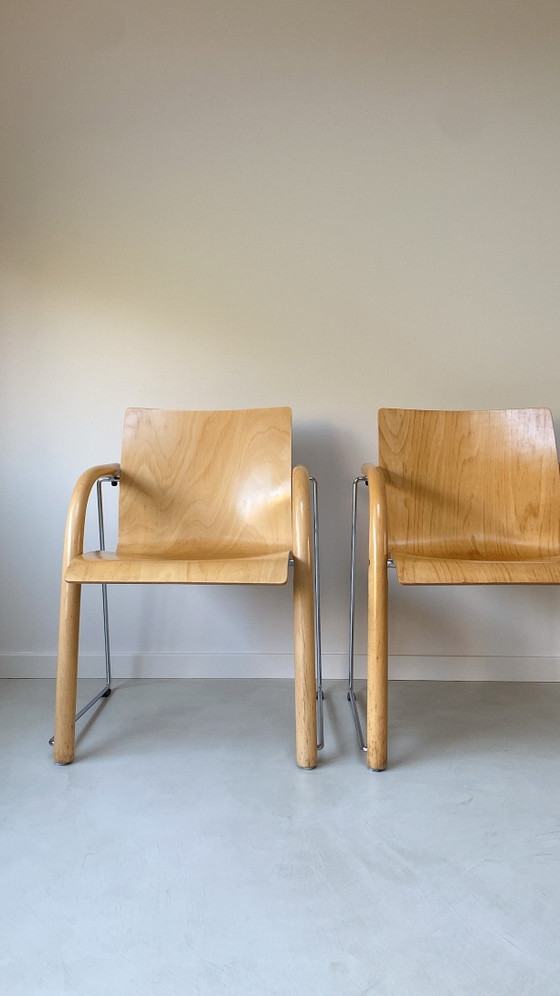 Twee Houten Thonet Stoelen – Eetkamerstoelen, Wood, Vintage (photo 5 of 9)