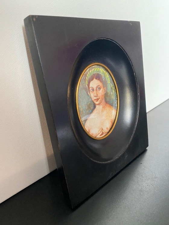Image 1 of Antiek miniatuurportret van een jonge dame – Biedermeierperiode (ca. 1830)