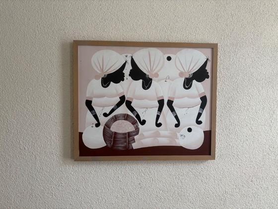 Original Fanfan – Rare Depiction With Children – Hand-Painted – Paintings & Drawings, Wood, Canvas (photo 3 of 7)