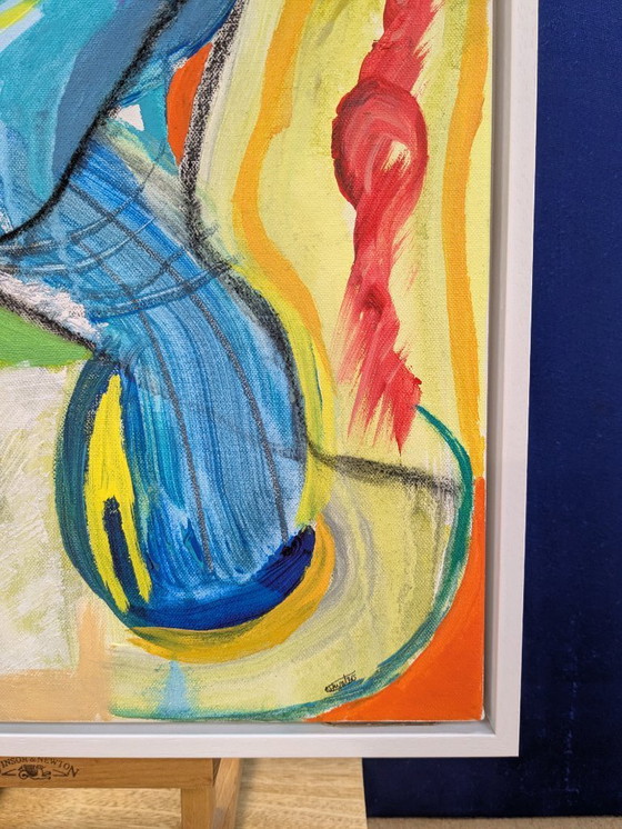 Image 1 of RIVER OTTER ESTUARY WALK ORIGINAL ACRYLIC CANVAS FRAMED NIGEL WATERS 40x40cm