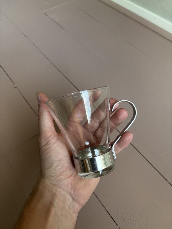 Image 1 of 4 vasos (de té) con asa de acero inoxidable