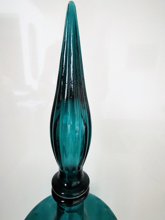 Image 1 of Carafe Empoli avec couvercle à motif martin-pêcheur, années 1950-1960