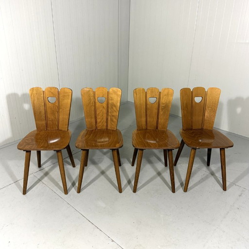 Set of 4 Brutalist farmhouse dining chairs 1950s