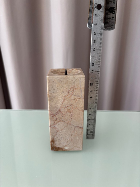 Vintage minimalistische beige marmeren kandelaar – Kandelaars en kaarsen, Marble (photo 6 of 7)