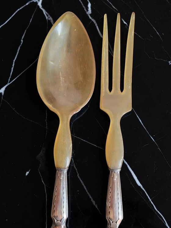 Posate da insalata in argento con punzone Minerva – Set di posate, Silver, Art Deco (photo 9 of 12)