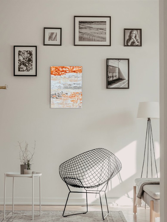 Image 1 of Dipinto astratto VOLT Mandarin Pie – opera d'arte moderna originale 18×24 cm