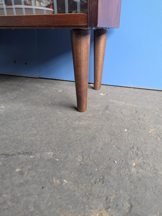 Image 1 of Vintage Danish wall cabinet/ glass sliding doors