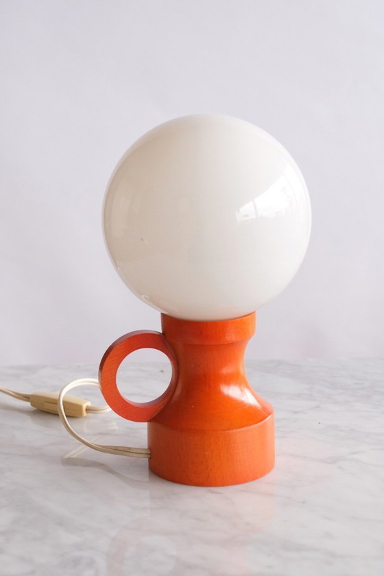 Image 1 of 2 lampes vintage en bois et verre