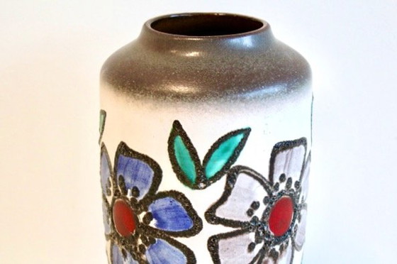 XL West Germany Fat Lava Geblümte Vase, Vasen (Foto 7 von 7)