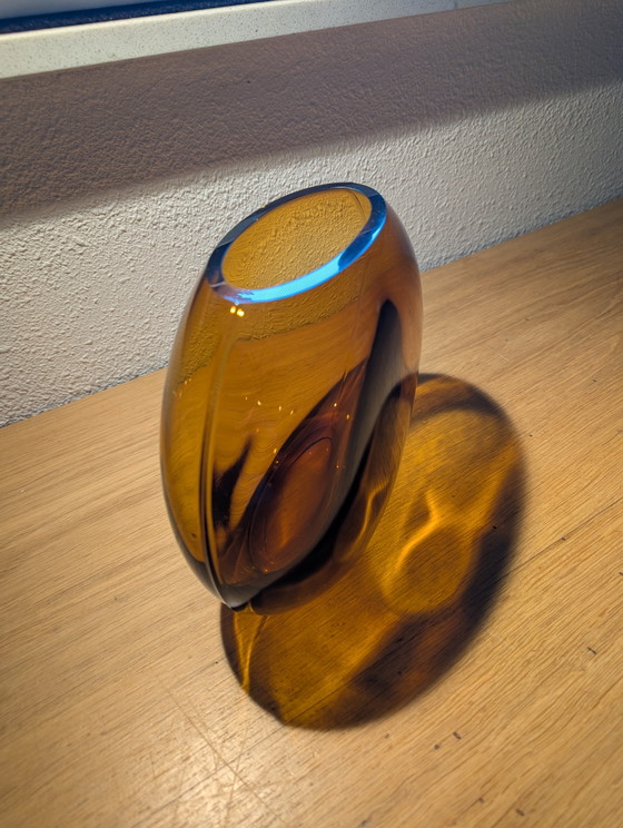 Image 1 of Amber art vase. Characteristic Sommerso technique.