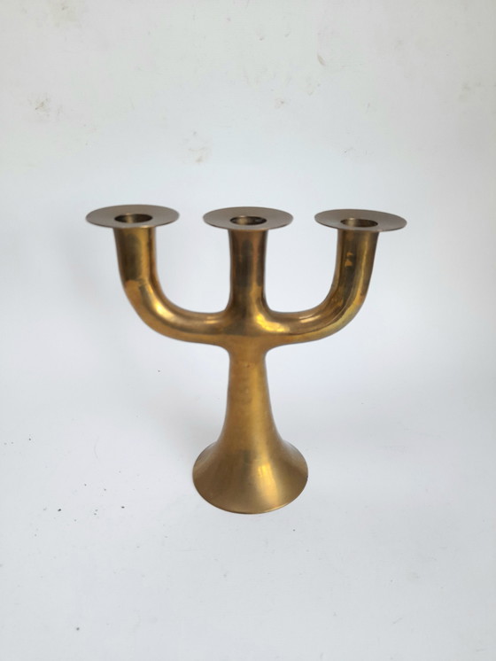 Image 1 of Swedish 3-branch brass candlestick