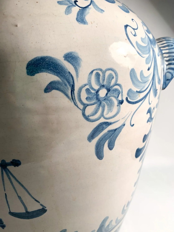 Große handbemalte Savona Keramik Vase, 1725 – Vasen (photo 11 of 13)