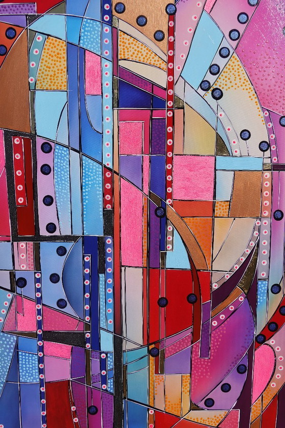 Image 1 of Kubisme A1362 - Abstract schilderij XXL