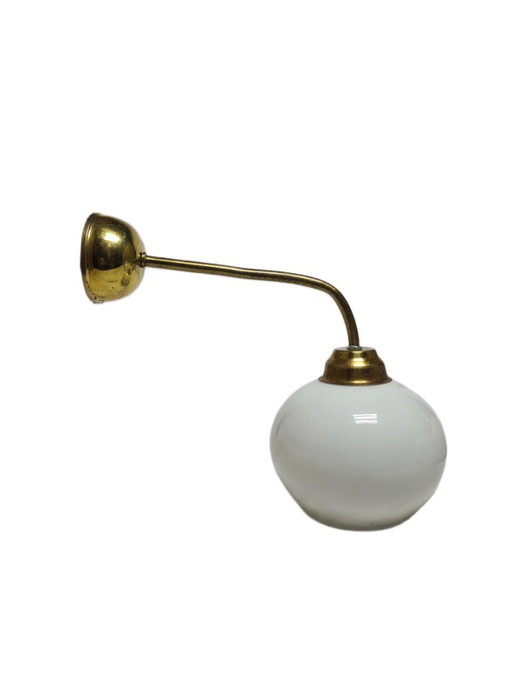 Art Deco wandlamp, Polen, jaren 1950 – wandlampen, Glass, Brass (photo 2 of 7)