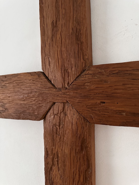 Image 1 of Monumental solid wooden cross – a simple sculptural object with patina
