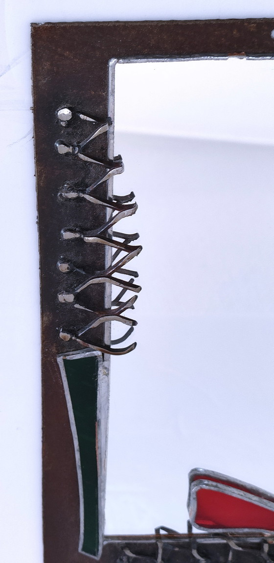 Image 1 of Brutalistische spiegelset glas en metaal