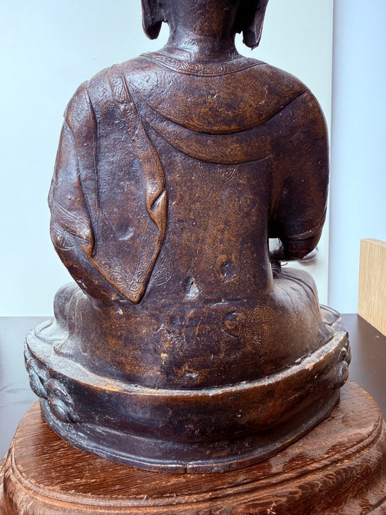 Shakyamuni Buddha Statue – Sculpture, Bronze, Wood (photo 5 of 8)