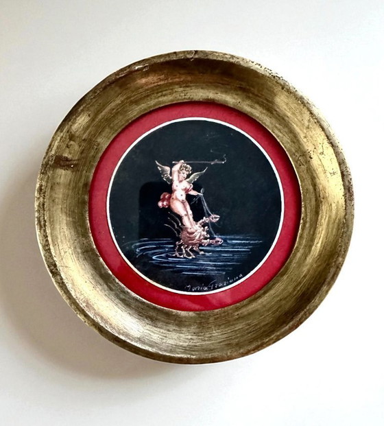 Image 1 of Cuadro con querubín firmado Maria Graziano