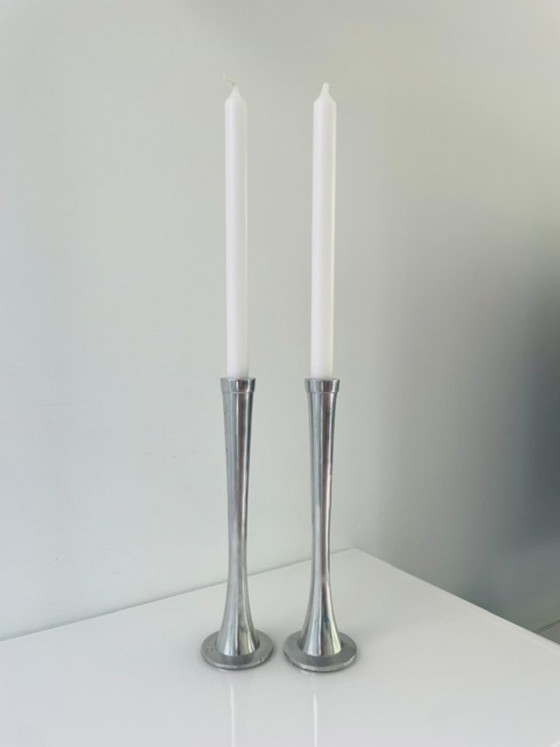 Image 1 of Set minimalistische metalen kandelaren - 27 cm hoog