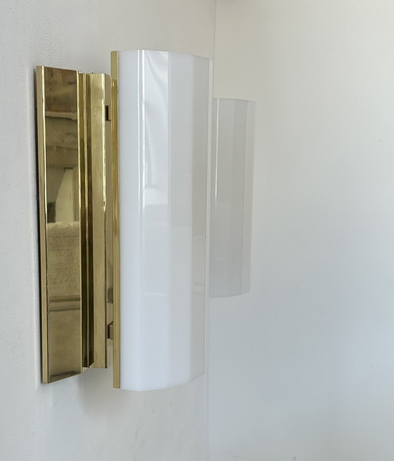 Image 1 of Pair of brass and perspex sconces, Fagerhult Sweden 1970