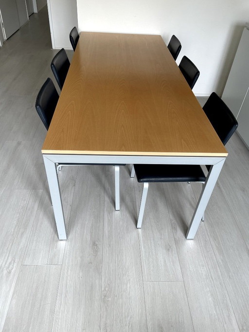 Large wooden dining table aluminum frame from COR new price €4290,-