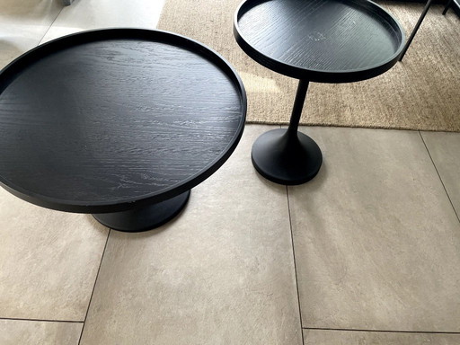 Zuiver coffee and side table Jason black wood round