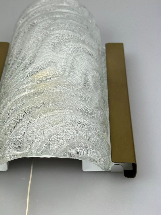 Image 1 of 60s 70s wall lamp Fischer Leuchten Germany Wall Sconce Ice Glass Design