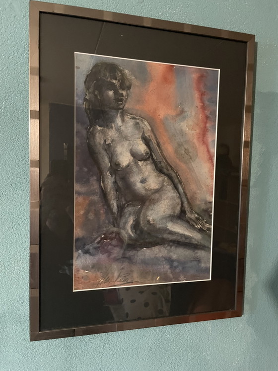 Image 1 of Dos estudios de desnudos enmarcados y firmados por Veer, un conjunto de dos piezas procedentes de una herencia.