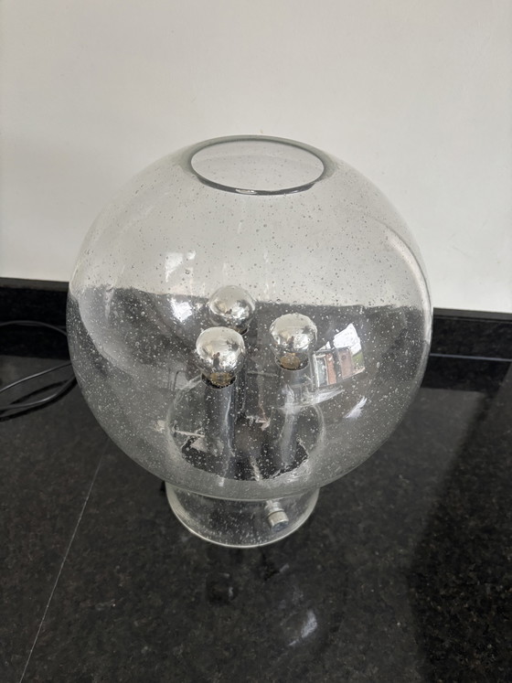 Vintage Glashütte Limburg Table Lamp Bubble Glass 1970s (photo 6 of 8)