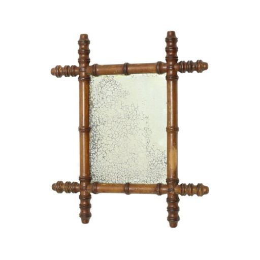 Miroir antique en bois et faux bambou