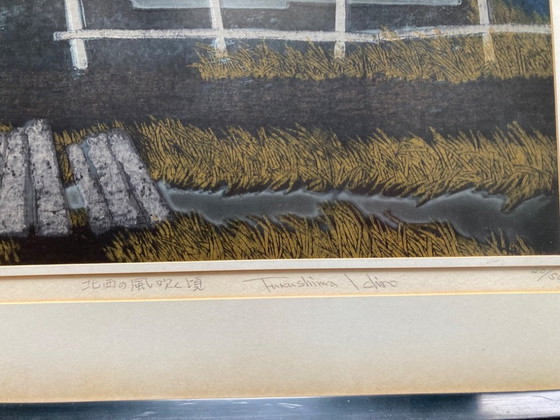 Image 1 of Grabado en madera de Ichiro Fukushima: Cuando sopla el viento del noroeste.