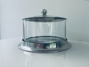 Vintage storage jar with aluminum lid and glass cylinder